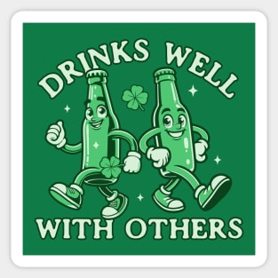 Drinks Well with Others Funny St Patricks Day Drinking Sticker